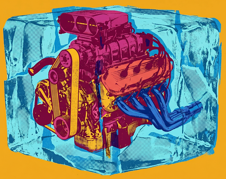A V8 engine frozen in a block of ice — Cold Start